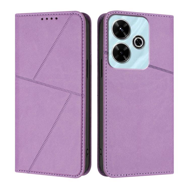 

For Redmi 13 4G / 5G Strong Magnetic Frosted Flip Leather Phone Case(Light Purple)