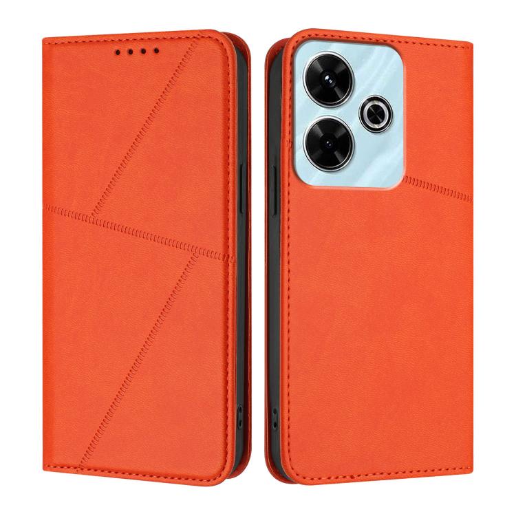 

For Redmi 13 4G / 5G Strong Magnetic Frosted Flip Leather Phone Case(Orange)