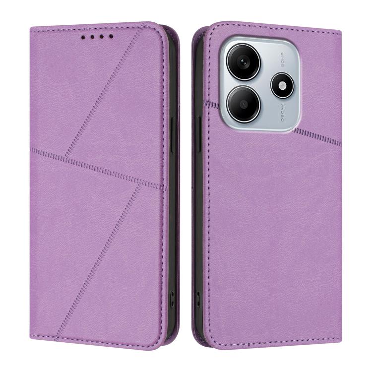 

For Redmi Note 14 4G 163.25mm Strong Magnetic Frosted Flip Leather Phone Case(Light Purple)