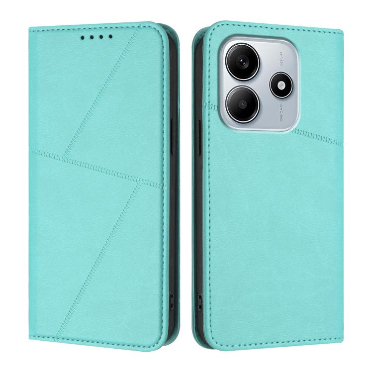 

For Redmi Note 14 4G 163.25mm Strong Magnetic Frosted Flip Leather Phone Case(Light Blue)