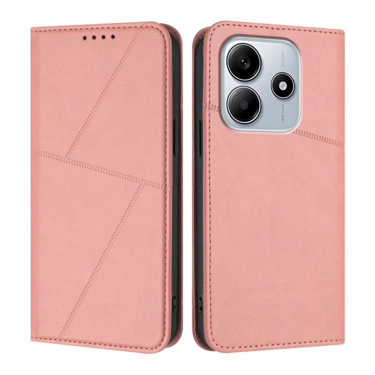 

For Redmi Note 14 4G 163.25mm Strong Magnetic Frosted Flip Leather Phone Case(Pink)