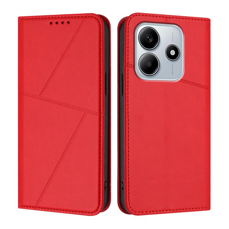 

For Redmi Note 14 5G Strong Magnetic Frosted Flip Leather Phone Case(Red)