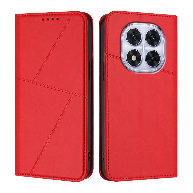 

For Redmi Note 14 Pro 4G Strong Magnetic Frosted Flip Leather Phone Case(Red)