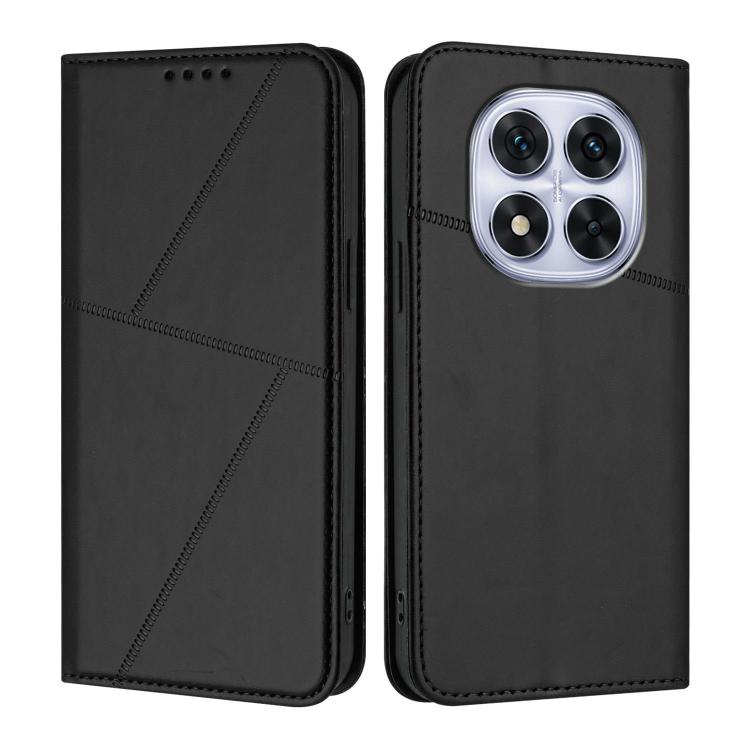 

For Redmi Note 14 Pro 4G Strong Magnetic Frosted Flip Leather Phone Case(Black)