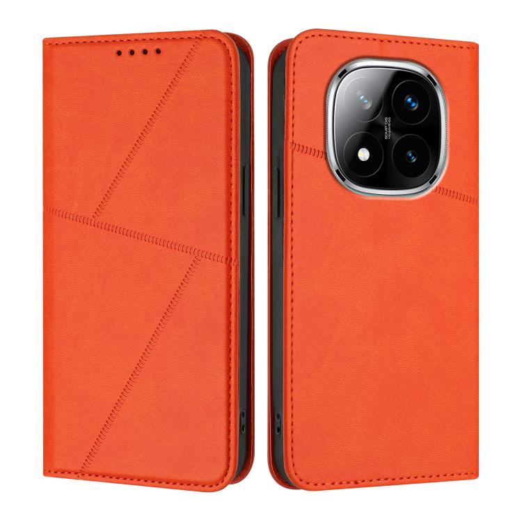 

For Redmi Note 14 Pro+ Strong Magnetic Frosted Flip Leather Phone Case(Orange)