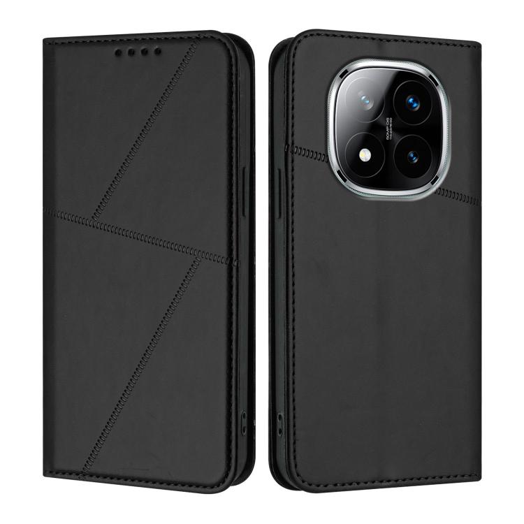 

For Redmi Note 14 Pro+ Strong Magnetic Frosted Flip Leather Phone Case(Black)