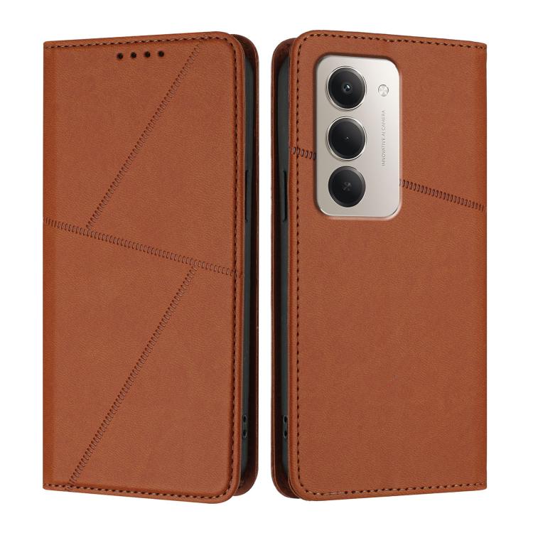 

For Redmi 15 5G Global / 15 4G SEA 169.5mm Strong Magnetic Frosted Flip Leather Phone Case(Coffee Color)
