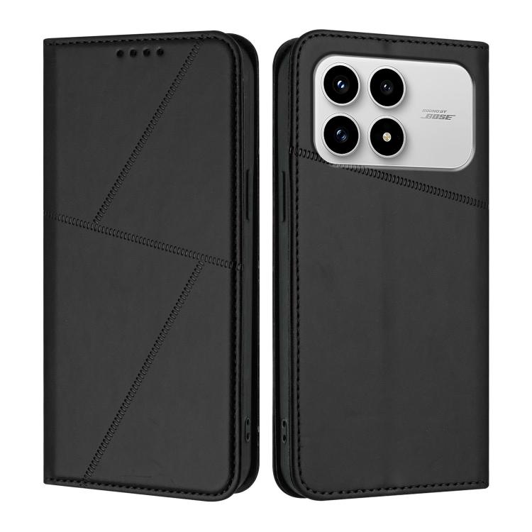 

For Redmi K90 Strong Magnetic Frosted Flip Leather Phone Case(Black)
