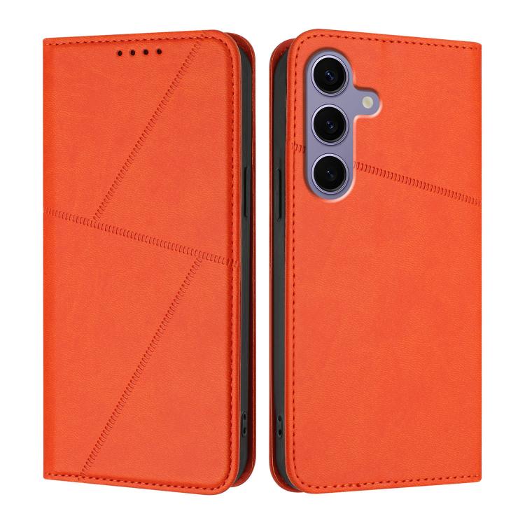 

For Samsung Galaxy S25 5G / S24 5G Strong Magnetic Frosted Flip Leather Phone Case(Orange)