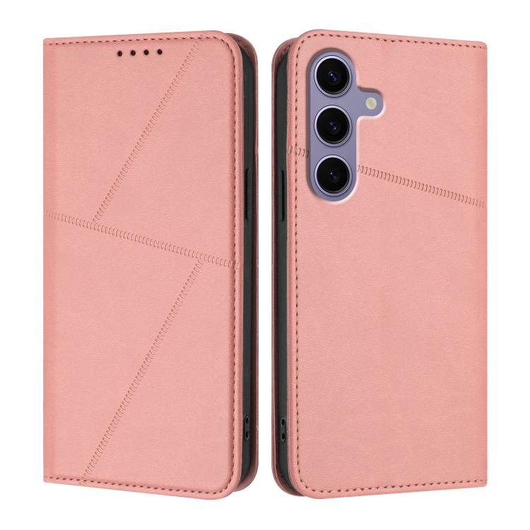 

For Samsung Galaxy S25 5G / S24 5G Strong Magnetic Frosted Flip Leather Phone Case(Pink)