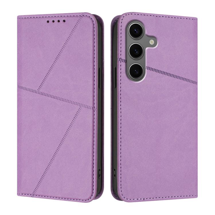 

For Samsung Galaxy S25+ 5G / S24+ 5G Strong Magnetic Frosted Flip Leather Phone Case(Light Purple)