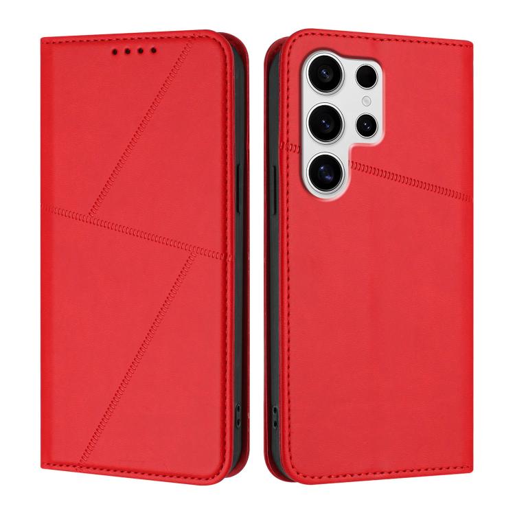 

For Samsung Galaxy S25 Ultra 5G Strong Magnetic Frosted Flip Leather Phone Case(Red)