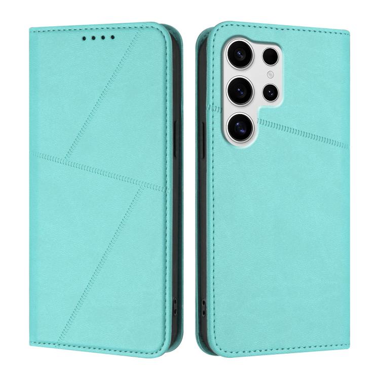 

For Samsung Galaxy S25 Ultra 5G Strong Magnetic Frosted Flip Leather Phone Case(Light Blue)