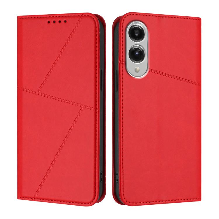 

For Samsung Galaxy S25 Edge 5G Strong Magnetic Frosted Flip Leather Phone Case(Red)
