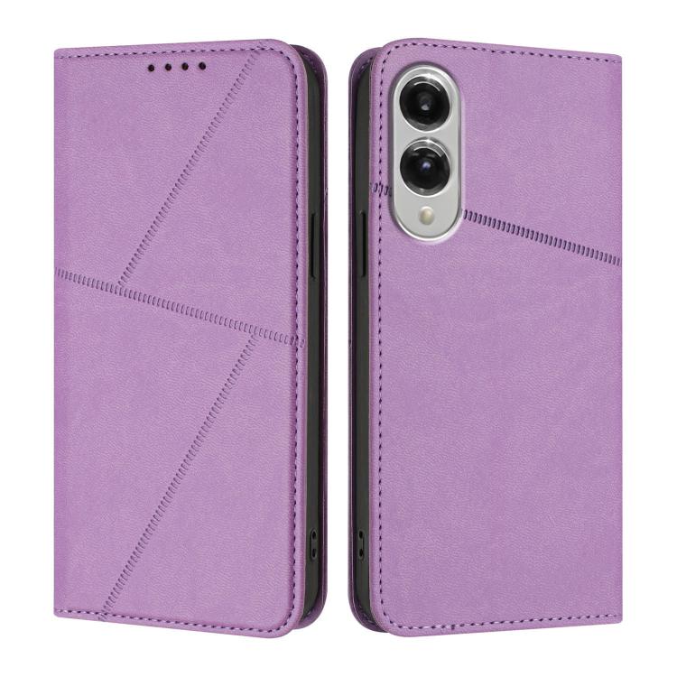 

For Samsung Galaxy S25 Edge 5G Strong Magnetic Frosted Flip Leather Phone Case(Light Purple)
