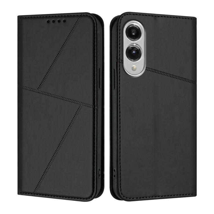 

For Samsung Galaxy S25 Edge 5G Strong Magnetic Frosted Flip Leather Phone Case(Black)