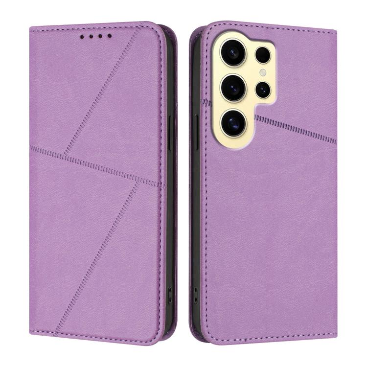 

For Samsung Galaxy S24 Ultra 5G Strong Magnetic Frosted Flip Leather Phone Case(Light Purple)