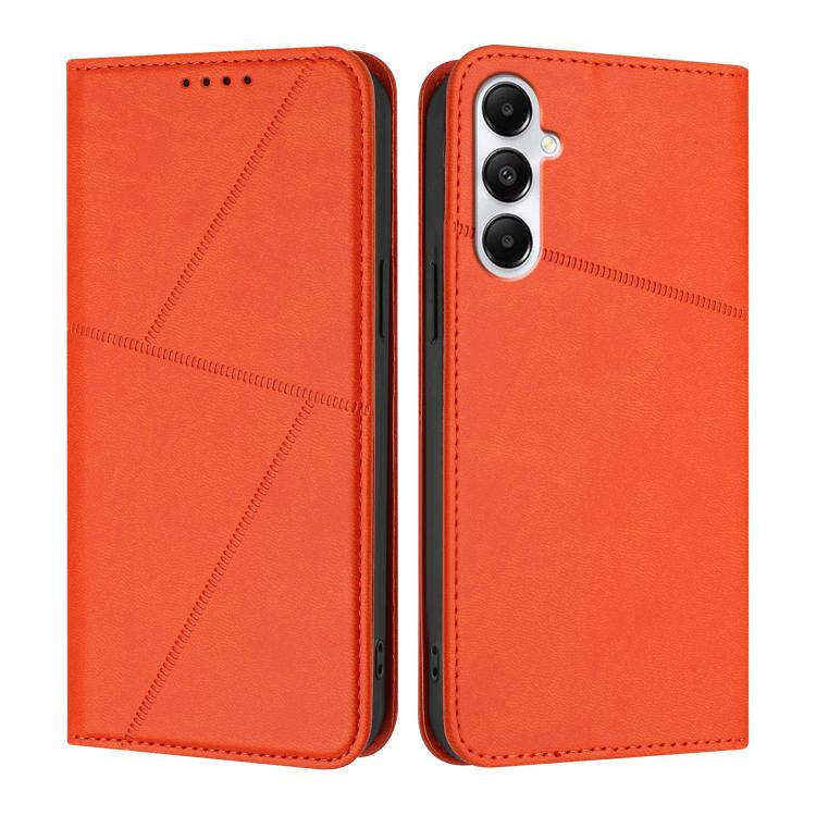 

For Samsung Galaxy S24 FE 5G Strong Magnetic Frosted Flip Leather Phone Case(Orange)