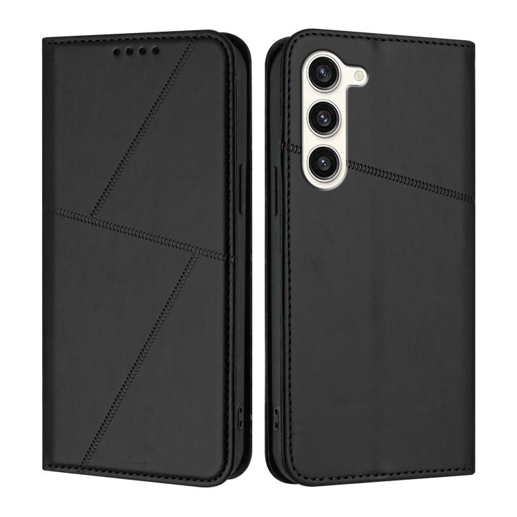 

For Samsung Galaxy S23+ 5G Strong Magnetic Frosted Flip Leather Phone Case(Black)