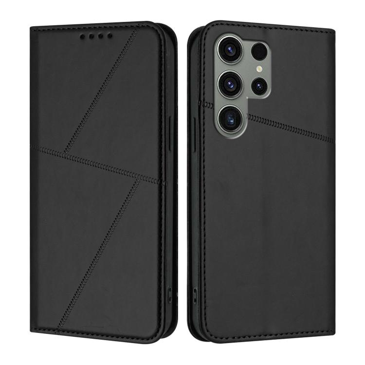 

For Samsung Galaxy S23 Ultra 5G Strong Magnetic Frosted Flip Leather Phone Case(Black)