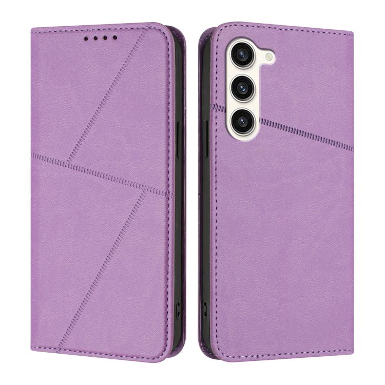 

For Samsung Galaxy S23 5G Strong Magnetic Frosted Flip Leather Phone Case(Light Purple)