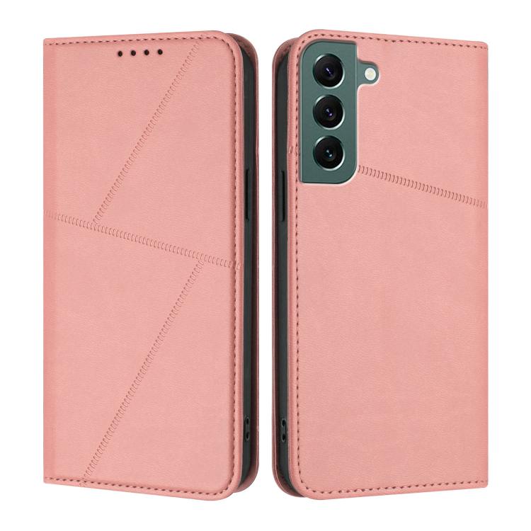 

For Samsung Galaxy S22+ 5G Strong Magnetic Frosted Flip Leather Phone Case(Pink)