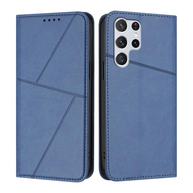 

For Samsung Galaxy S22 Ultra 5G Strong Magnetic Frosted Flip Leather Phone Case(Royal Blue)
