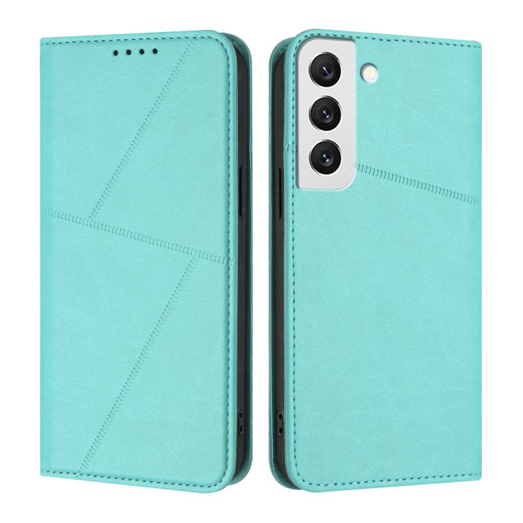 

For Samsung Galaxy S22 5G Strong Magnetic Frosted Flip Leather Phone Case(Light Blue)