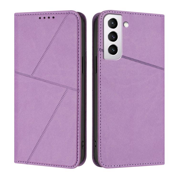 

For Samsung Galaxy S21+ 5G Strong Magnetic Frosted Flip Leather Phone Case(Light Purple)