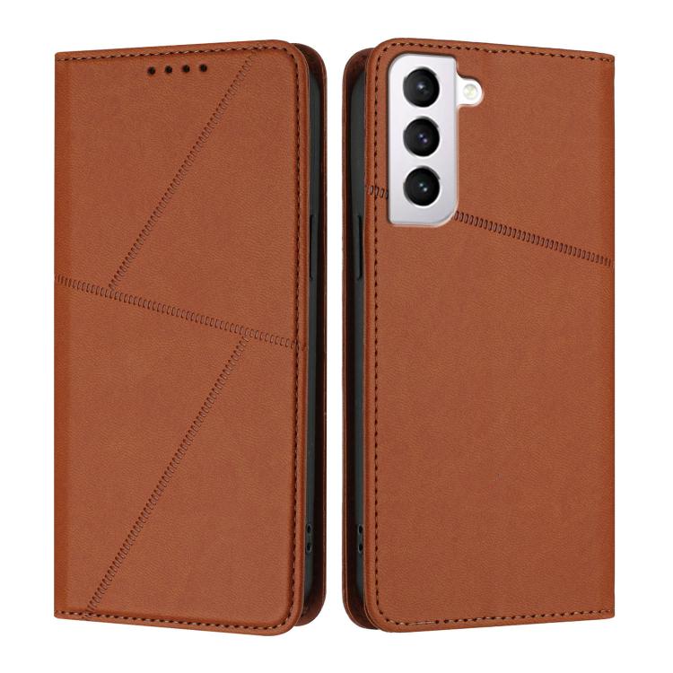 

For Samsung Galaxy S21 5G Strong Magnetic Frosted Flip Leather Phone Case(Coffee Color)