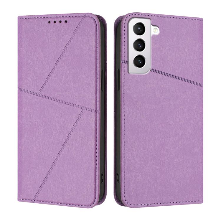 

For Samsung Galaxy S21 5G Strong Magnetic Frosted Flip Leather Phone Case(Light Purple)