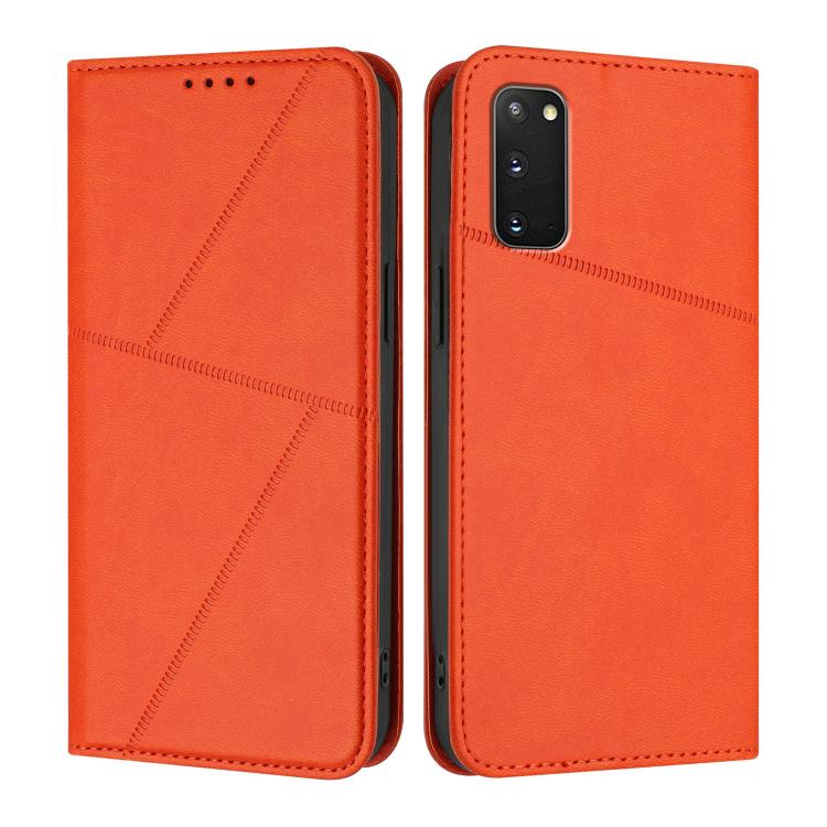 

For Samsung Galaxy S20 FE Strong Magnetic Frosted Flip Leather Phone Case(Orange)