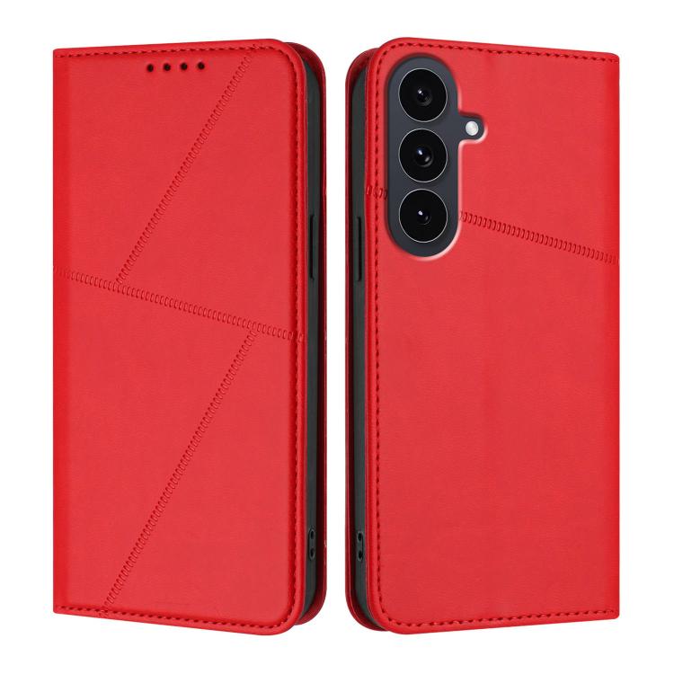 

For Samsung Galaxy S25 FE 5G Strong Magnetic Frosted Flip Leather Phone Case(Red)