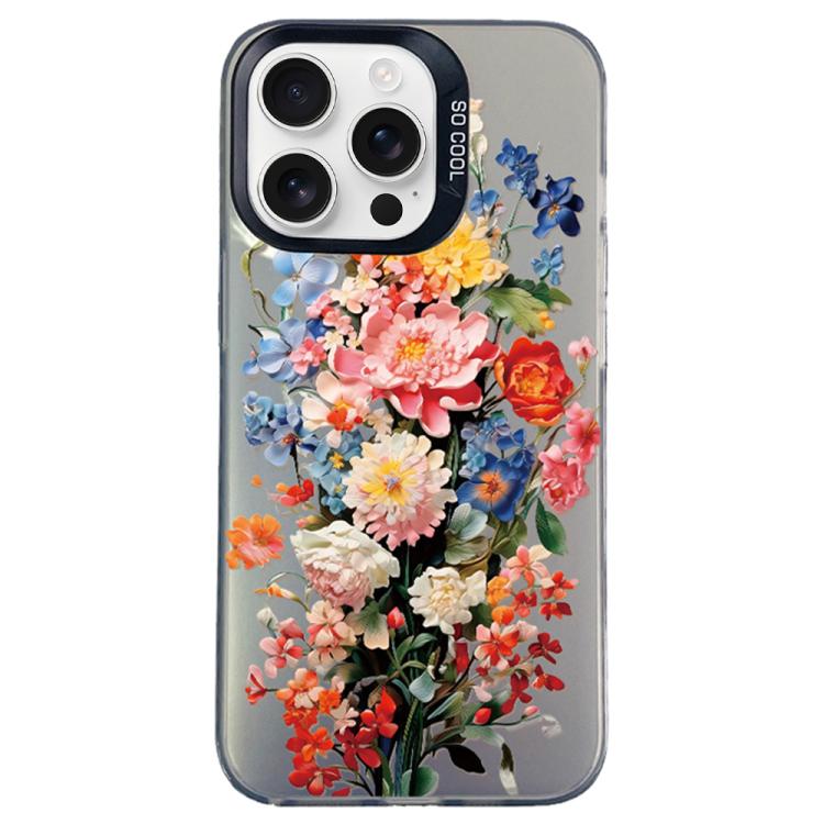 

For iPhone 13 Pro Max Flower Series Color Silver TPU Hybrid PC Phone Case(Colorful Flowers CK114)