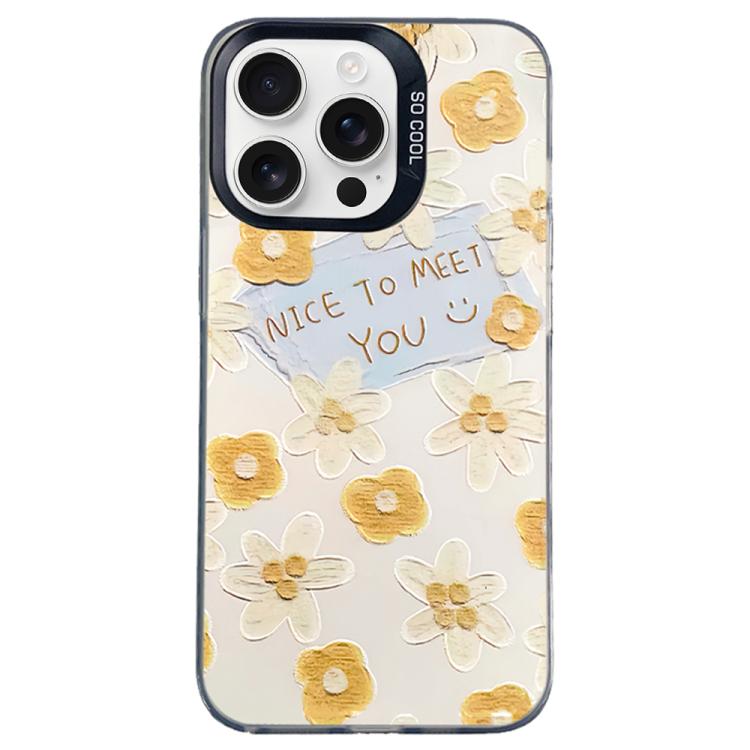 

For iPhone 12 Pro Max Flower Series Color Silver TPU Hybrid PC Phone Case(Small Yellow Flowers CK122)