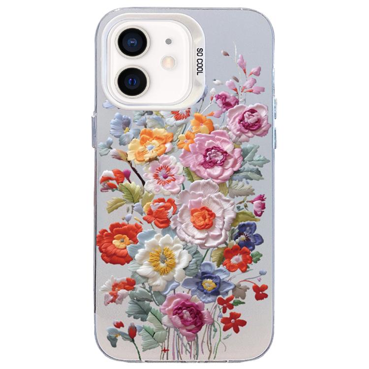 

For iPhone 11 Flower Series Color Silver TPU Hybrid PC Phone Case(Colorful Flowers CW118)