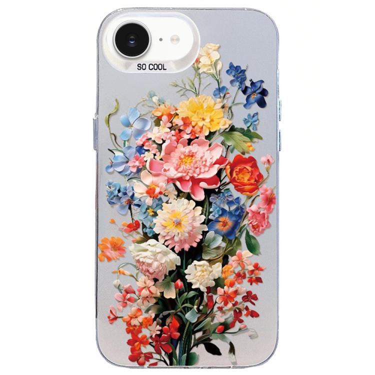 

For iPhone SE 2022 / SE 2020 / 8 / 7 Flower Series Color Silver TPU Hybrid PC Phone Case(Colorful Flowers CW114)