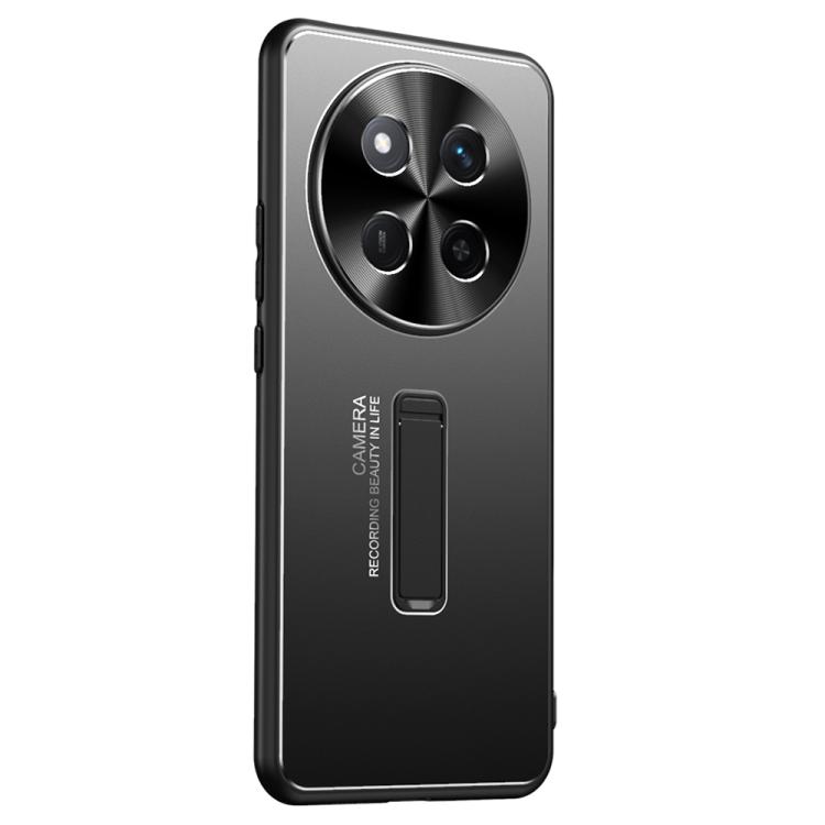 

For Honor X60 Pro Frosted Metal Hybrid TPU Holder Phone Case(Black)