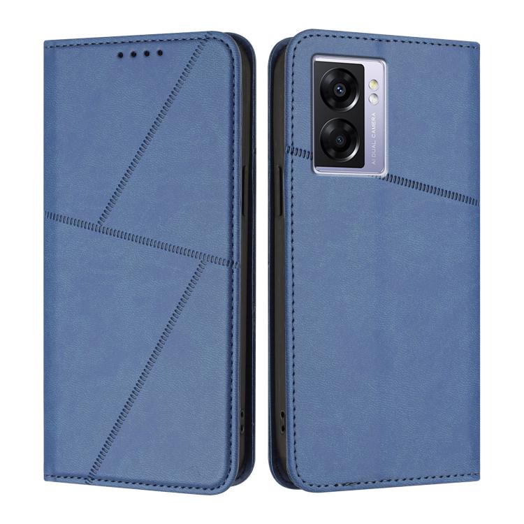 

For OPPO A57 5G Strong Magnetic Frosted Flip Leather Phone Case(Royal Blue)
