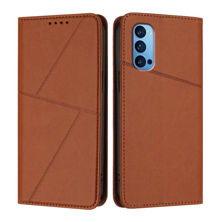 

For OPPO Reno14 Global Strong Magnetic Frosted Flip Leather Phone Case(Coffee Color)