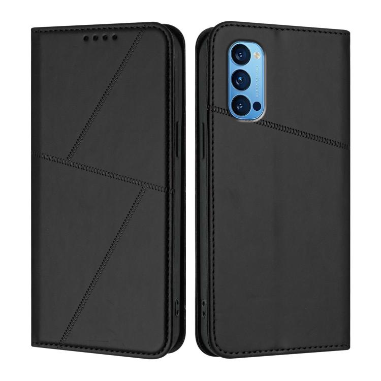 

For OPPO Reno14 Global Strong Magnetic Frosted Flip Leather Phone Case(Black)