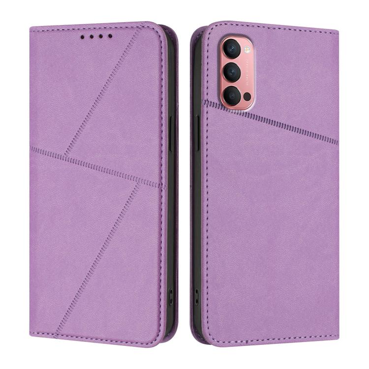 

For OPPO Reno14 Pro Global Strong Magnetic Frosted Flip Leather Phone Case(Light Purple)
