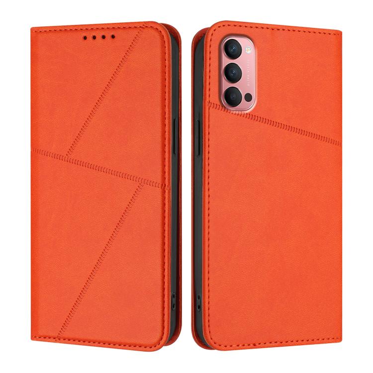 

For OPPO Reno14 Pro Global Strong Magnetic Frosted Flip Leather Phone Case(Orange)