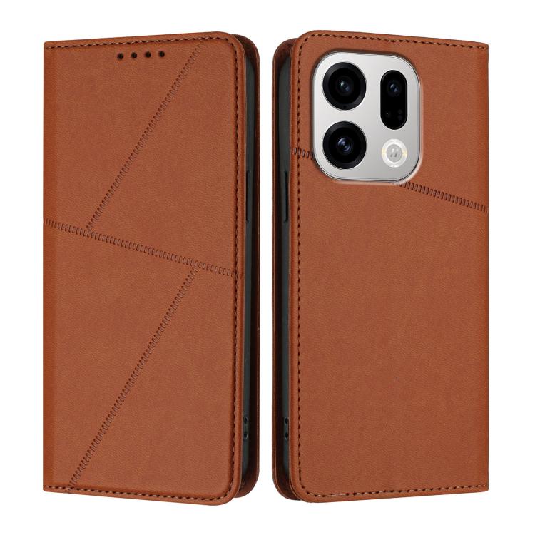 

For OPPO Find X9 Strong Magnetic Frosted Flip Leather Phone Case(Coffee Color)