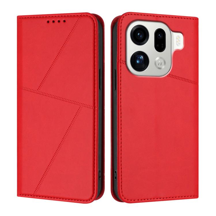 

For OPPO Find X9 Pro Strong Magnetic Frosted Flip Leather Phone Case(Red)