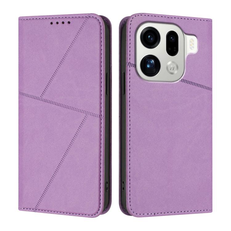 

For OPPO Find X9 Pro Strong Magnetic Frosted Flip Leather Phone Case(Light Purple)
