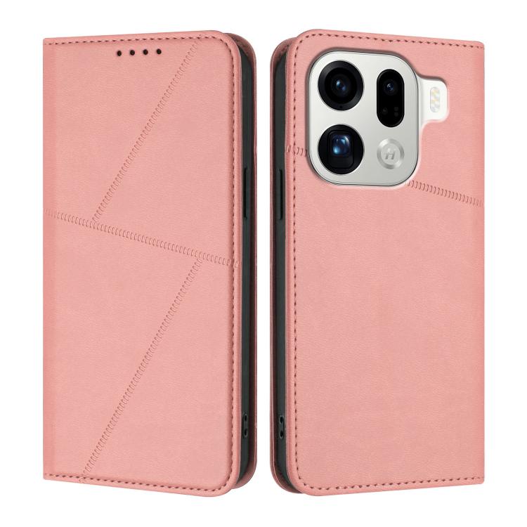 

For OPPO Find X9 Pro Strong Magnetic Frosted Flip Leather Phone Case(Pink)