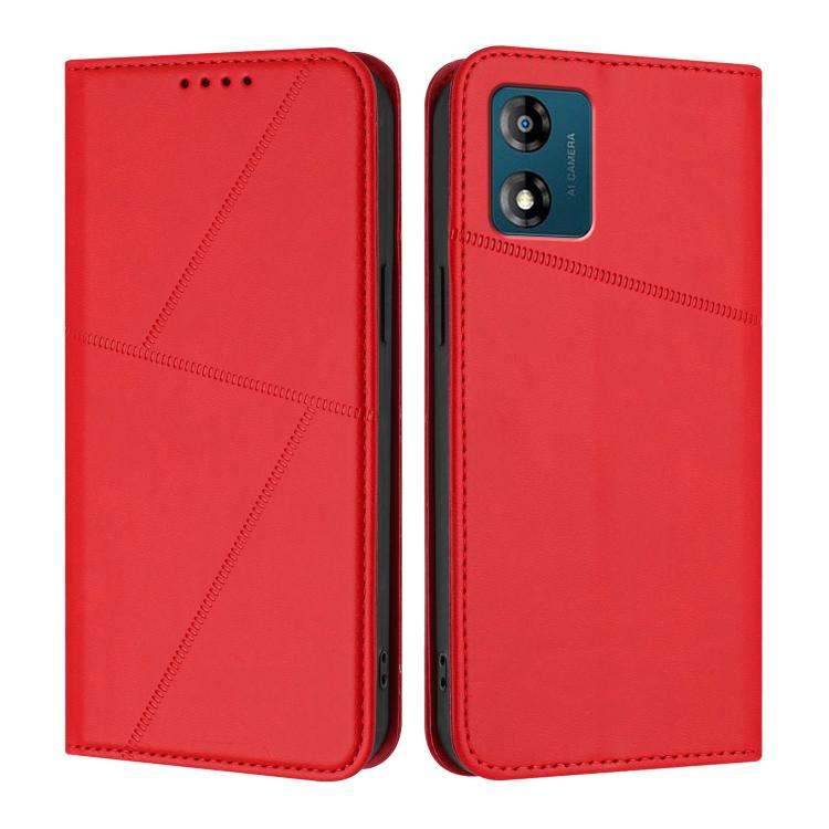 

For Motorola Moto E13 Strong Magnetic Frosted Flip Leather Phone Case(Red)