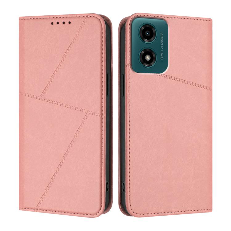 

For Motorola Moto G04 / G04s / E14 Global Strong Magnetic Frosted Flip Leather Phone Case(Pink)
