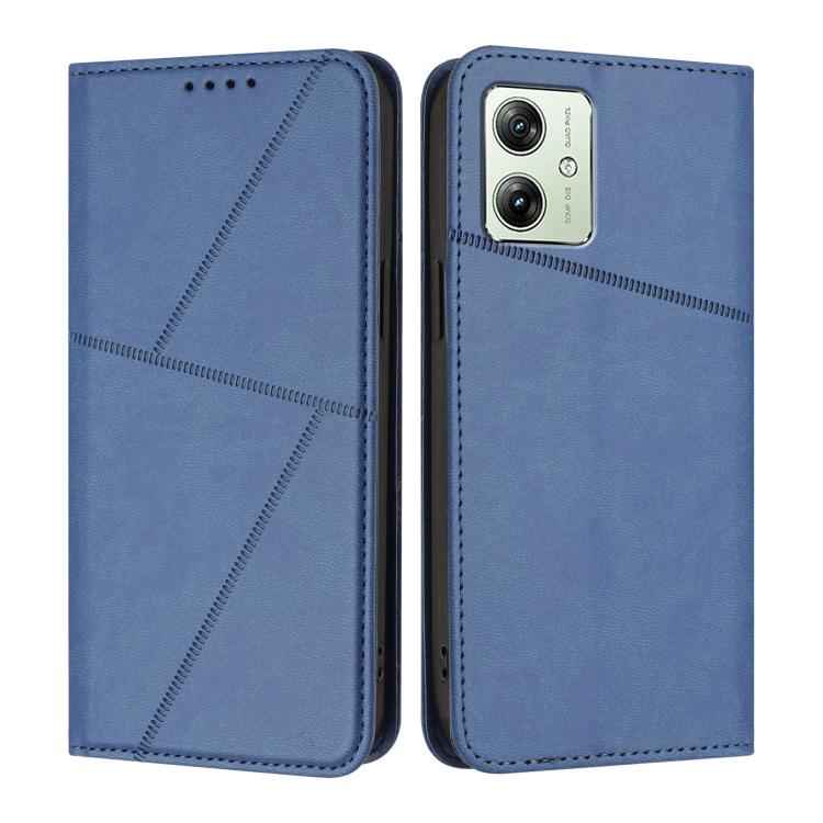 

For Motorola Moto G54 / G64 India / G54 Power Strong Magnetic Frosted Flip Leather Phone Case(Royal Blue)